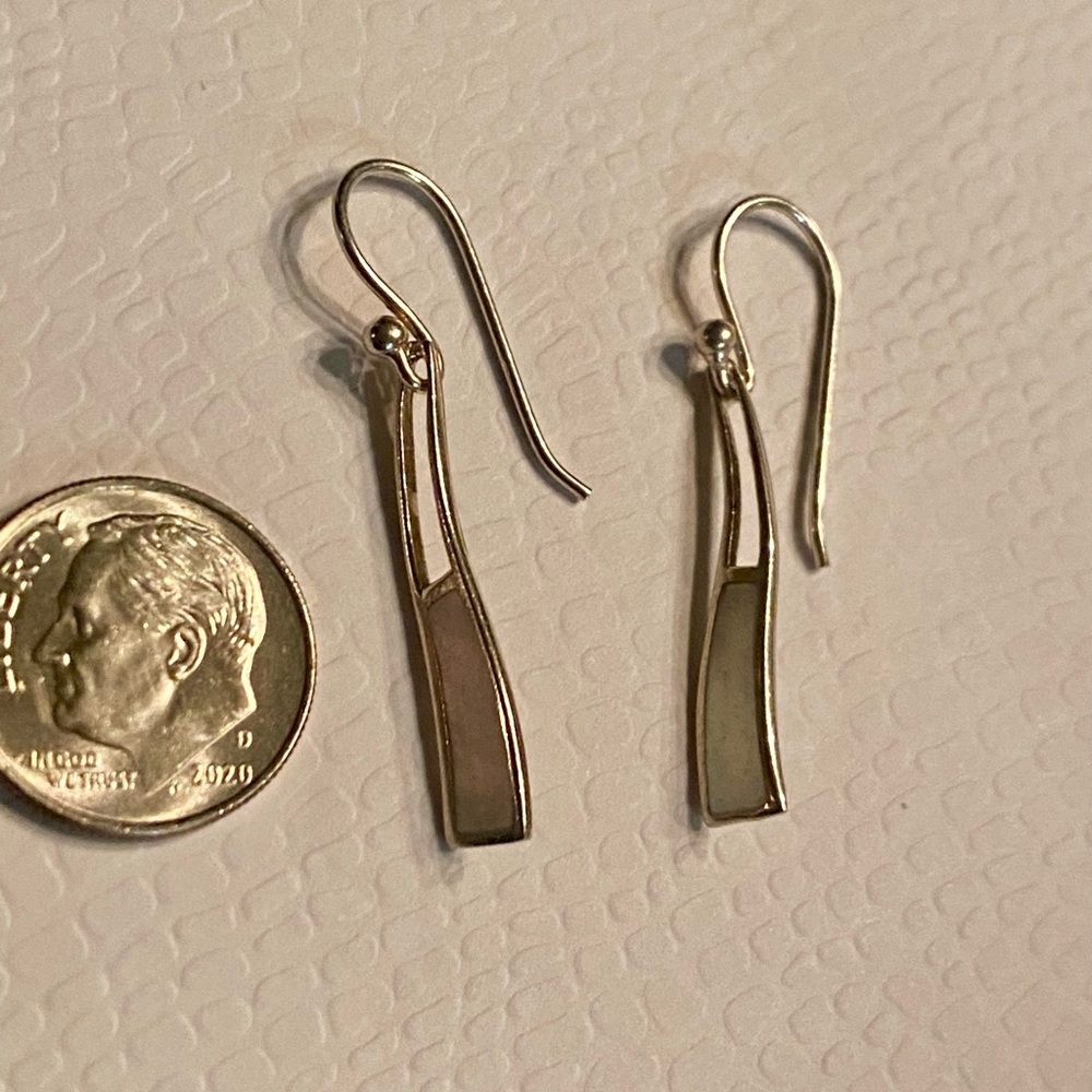 .925 Silver Shell Long Dangle Earrings - image 4